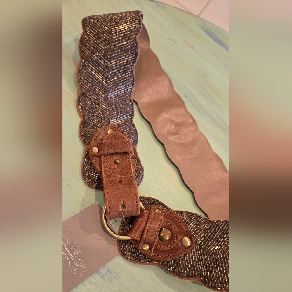 ANTHROPOLOGIE Brown and Gold Women's Belt